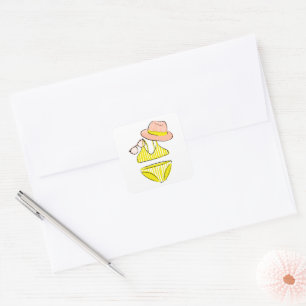 Sticker Carré Détendez-vous au soleil - maillot de bain jaune
