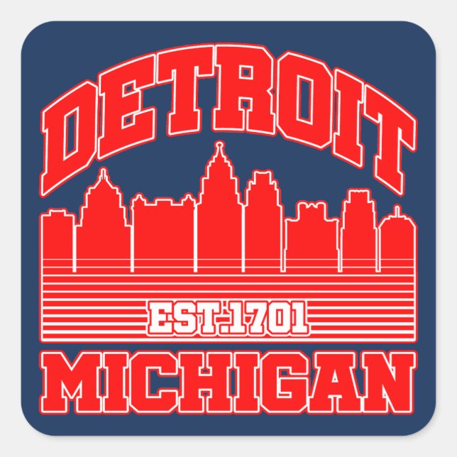 Sticker Carré Detroit, Michigan (Devant)