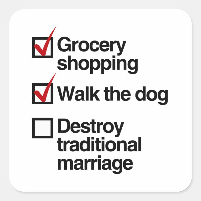 STICKER CARRÉ DÉTRUIRE LE MARIAGE TRADITIONNEL (Devant)