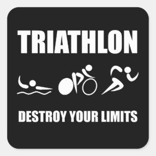 Sticker Carré Détruit de triathlon