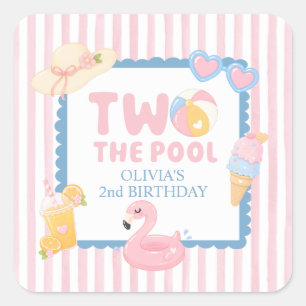 Sticker Carré Deux à la fête d'anniversaire 2 ans de piscine d'é