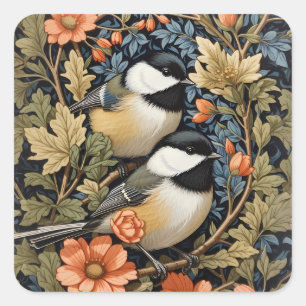 Sticker Carré Deux Beaux Pickadee Noirs