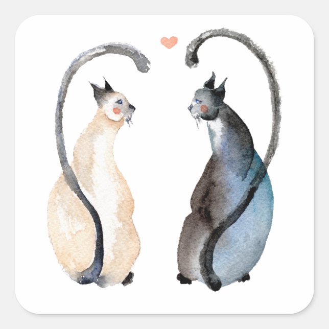 Sticker Carré Deux chats amoureux (Devant)