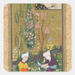 Sticker Carré Deux chiffres Lecture et détente dans un verger