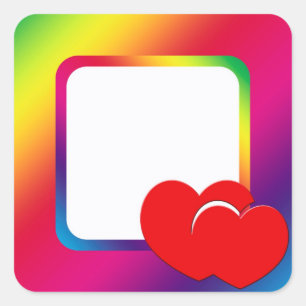 Sticker Carré Deux coeurs