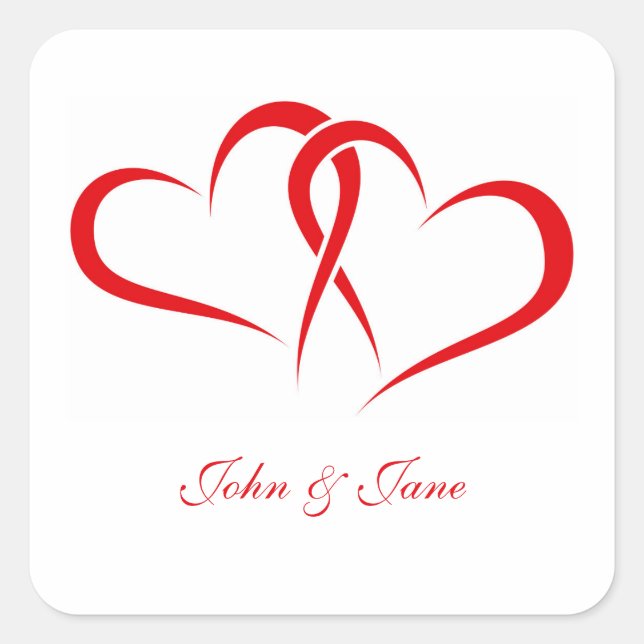 Sticker Carré Deux coeurs Conception de partenaire (Devant)