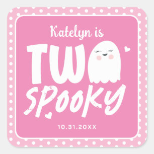 Sticker Carré Deux filles roses Éffrayant Halloween 2e anniversa
