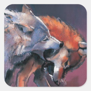 Sticker Carré Deux loups