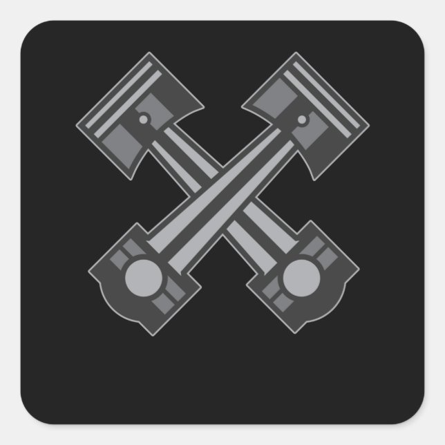 Sticker Carré Deux Poistons cadeau d'ingénierie automobile (Devant)