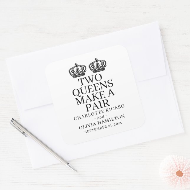 Sticker Carré Deux Reines Font Un Mariage homosexuel (Enveloppe)