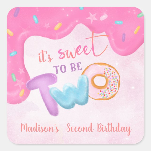 Sticker Carré Deux serviettes en plaque d'anniversaire de Donut  (Devant)