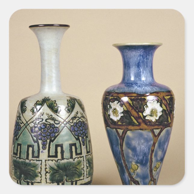 Sticker Carré Deux vases Doulton par Eliza Simmance, vers 1880 (Devant)