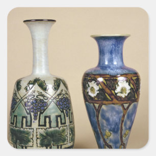 Sticker Carré Deux vases Doulton par Eliza Simmance, vers 1880