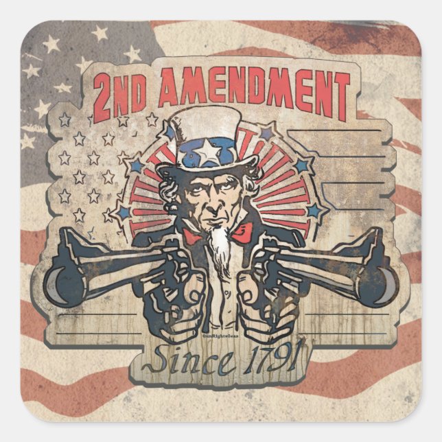 Sticker Carré Deuxième amendement vintage 1791 (Devant)