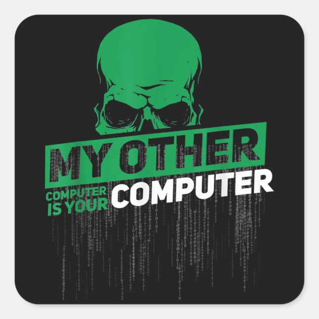 Sticker Carré Développeur Sysadmin Engineer Hacker Code d'admini (Devant)