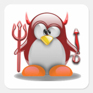 Sticker Carré Devil Tux (Linux Tux)