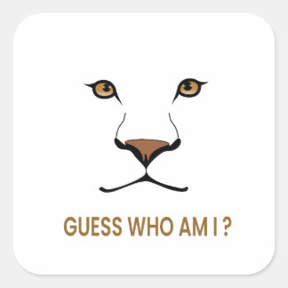 Sticker Carré Devinez l'animal : Lionne | Reine minimale
