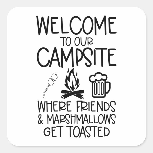 Sticker Carré Devis de camping amusant (Devant)