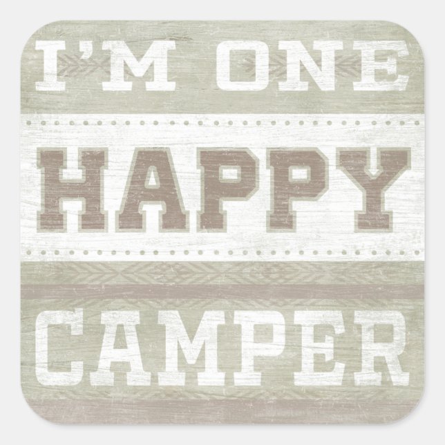 Sticker Carré Devis | Je suis un Camper heureux (Devant)