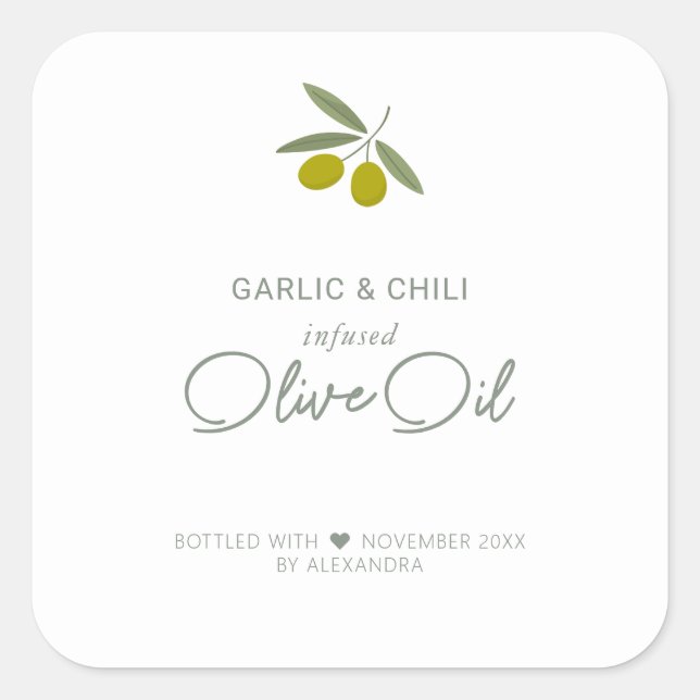 Sticker Carré d'huile d'olive contaminée maison (Devant)