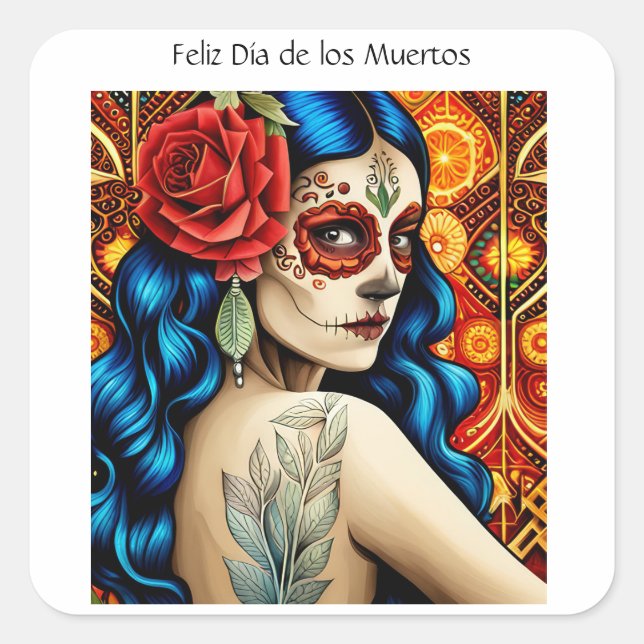 Sticker Carré Día de los Muertos (Devant)
