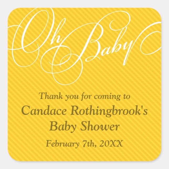 Sticker Carré Diagonales de script dans l'autocollant Baby showe (Devant)