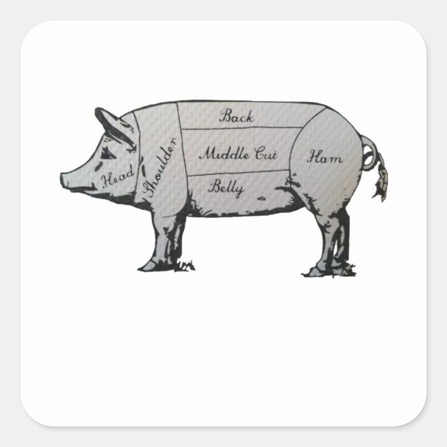Sticker Carré Diagramme de porc (Devant)