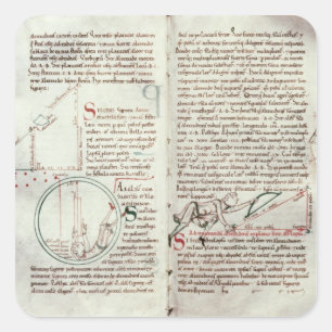 Sticker Carré Diagrammes des mesures et du texte (vellum)