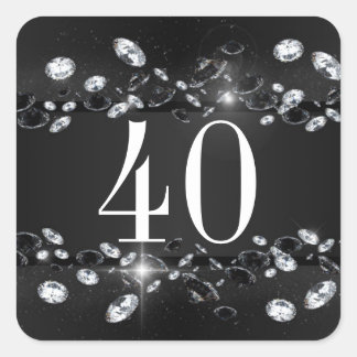 Sticker Carré Diamant blanc étincelant pour les femmes, 40e anni