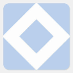 Sticker Carré Diamant bleu-clair, frontière blanche audacieuse