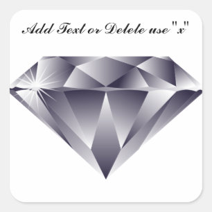 Sticker Carré Diamant Gem Gemstone Design En option Mots personn