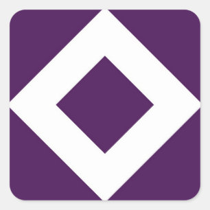Sticker Carré Diamant mauve-foncé, frontière blanche audacieuse