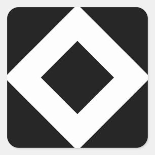 Sticker Carré Diamant noir, Bordure en blanc gras