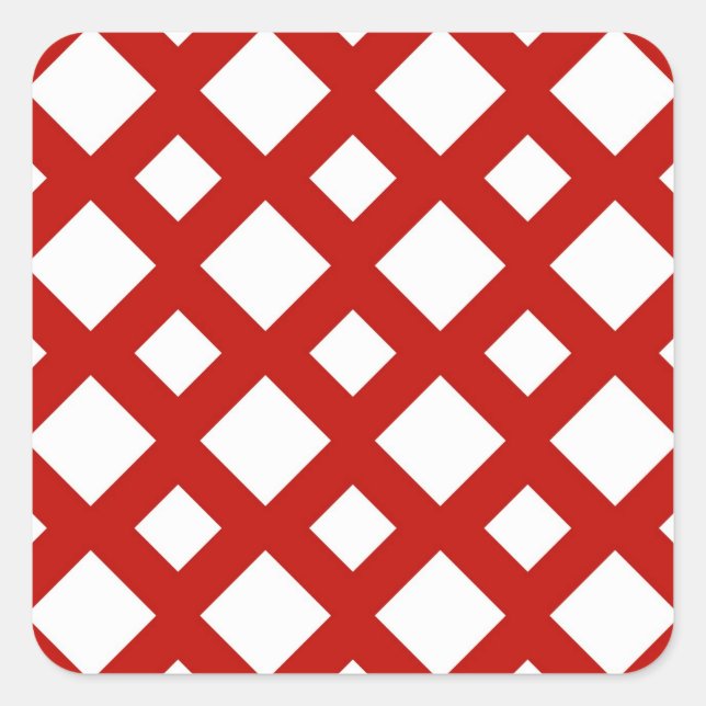 Sticker Carré Diamants blancs sur rouge (Devant)