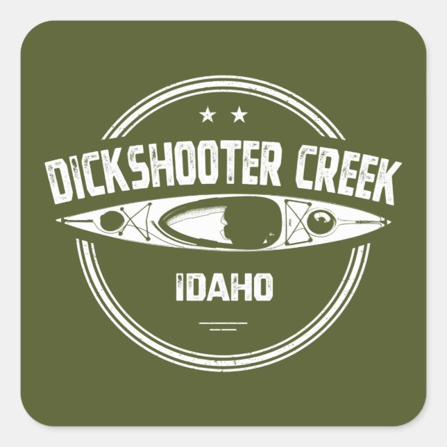 Sticker Carré Dickshooter Creek Idaho Kayaking (Devant)