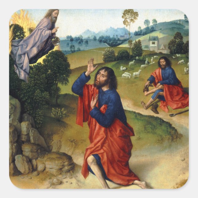 Sticker Carré Dierick Bouts l'Ancien Moïse et Bush en feu (Devant)