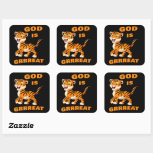 Sticker Carré DIEU est grand : Foi chrétienne des enfants et de