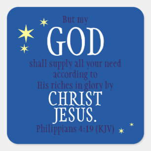 Sticker Carré DIEU Fournira Écriture Vacances Sapphire
