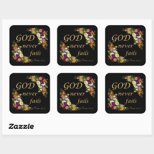 Sticker Carré DIEU n'échoue jamais - La Bible de la Foi Chrétien