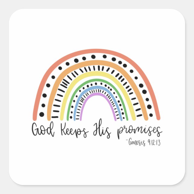 Sticker Carré Dieu tient ses promesses - Arc-en-ciel (Devant)