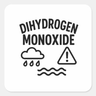 Sticker Carré Dihydrogène Monoxyde Diamant Avertissement chimiqu