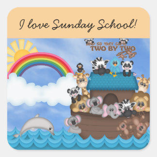 Sticker Carré Dimanche École de la Bible Noahs Arche des animaux