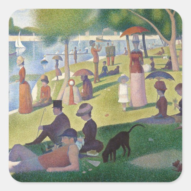 Sticker Carré Dimanche sur La Grande Jatte Seurat Peinture (Devant)