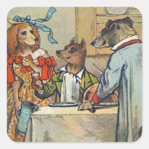 Sticker Carré Dîner de chien victorien Dress Doggy