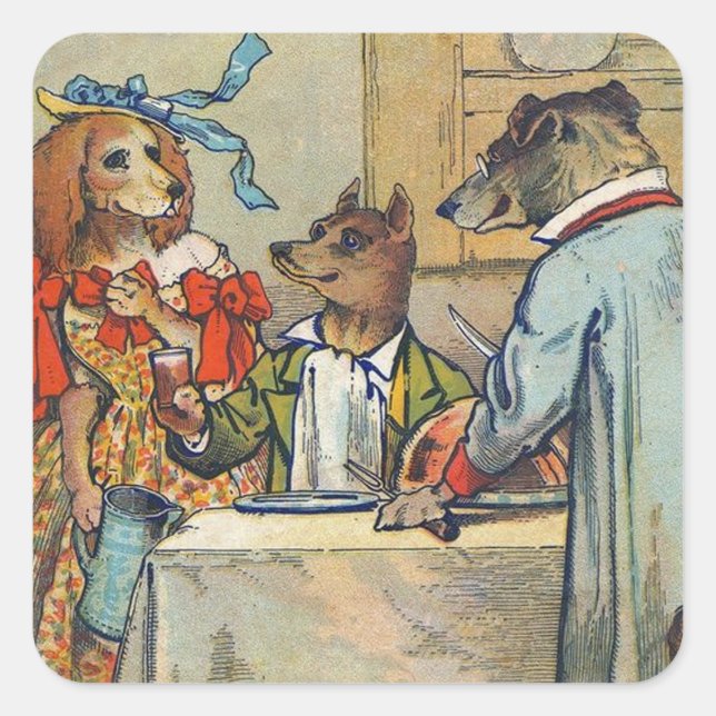 Sticker Carré Dîner de chien victorien Dress Doggy (Devant)