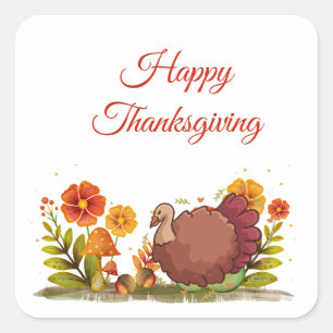 Sticker Carré Dîner Thanksgiving