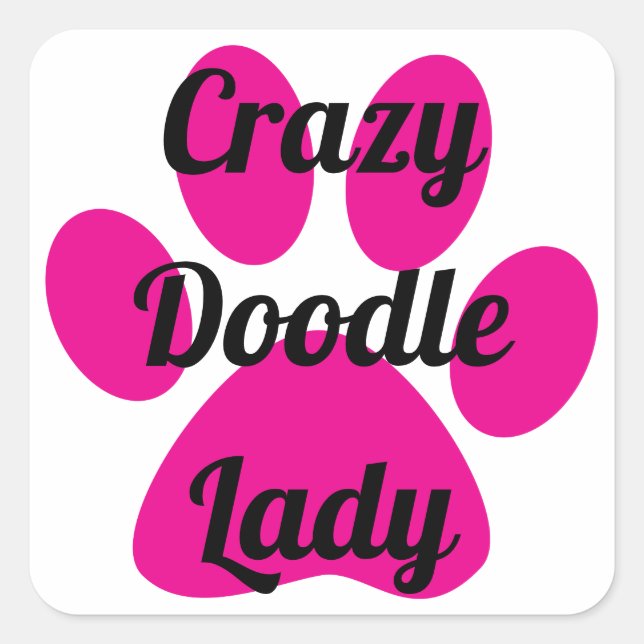 Sticker Carré Dingue Dame Doodle (Devant)