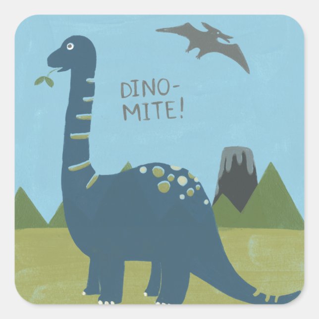 Sticker Carré Dino-mite Dinosaur (Devant)