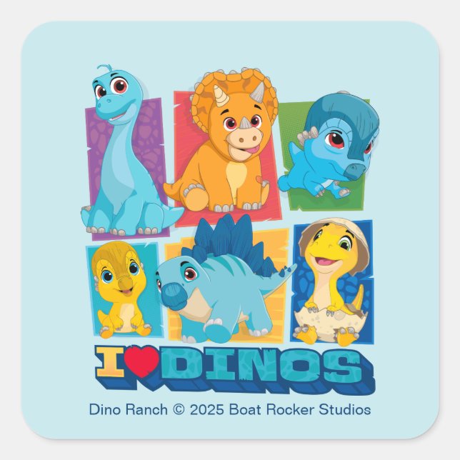 Sticker Carré Dino Ranch | Dinosaure amusant et coloré (Devant)