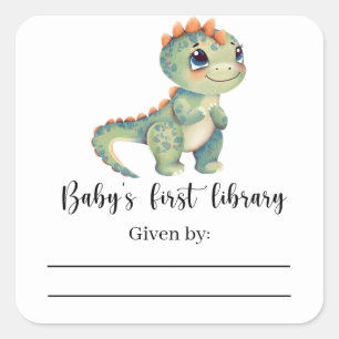 Sticker Carré Dinosaur - Baby shower, livres pour bébé
